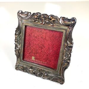 Lunt Silversmiths Floral Silver Plate 4.75 x 5 Ornate Frame for 3 x 3 Photo Vtg